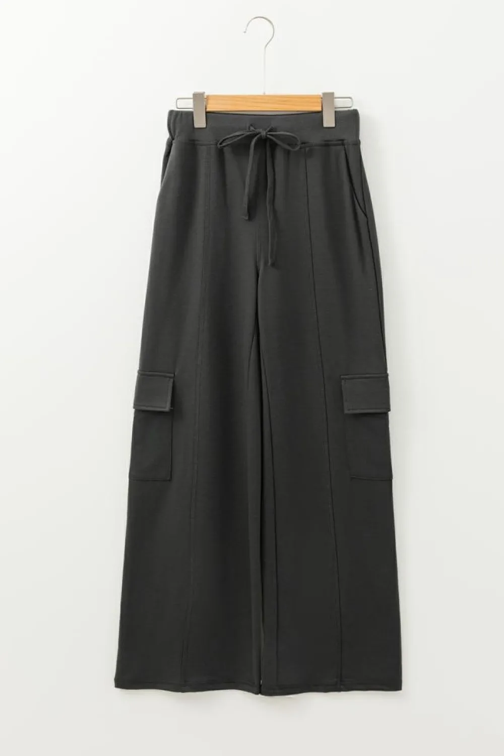 Fashion Dear-Lover Cargo Pockets Drawstring Sweatpants Carbon Grey