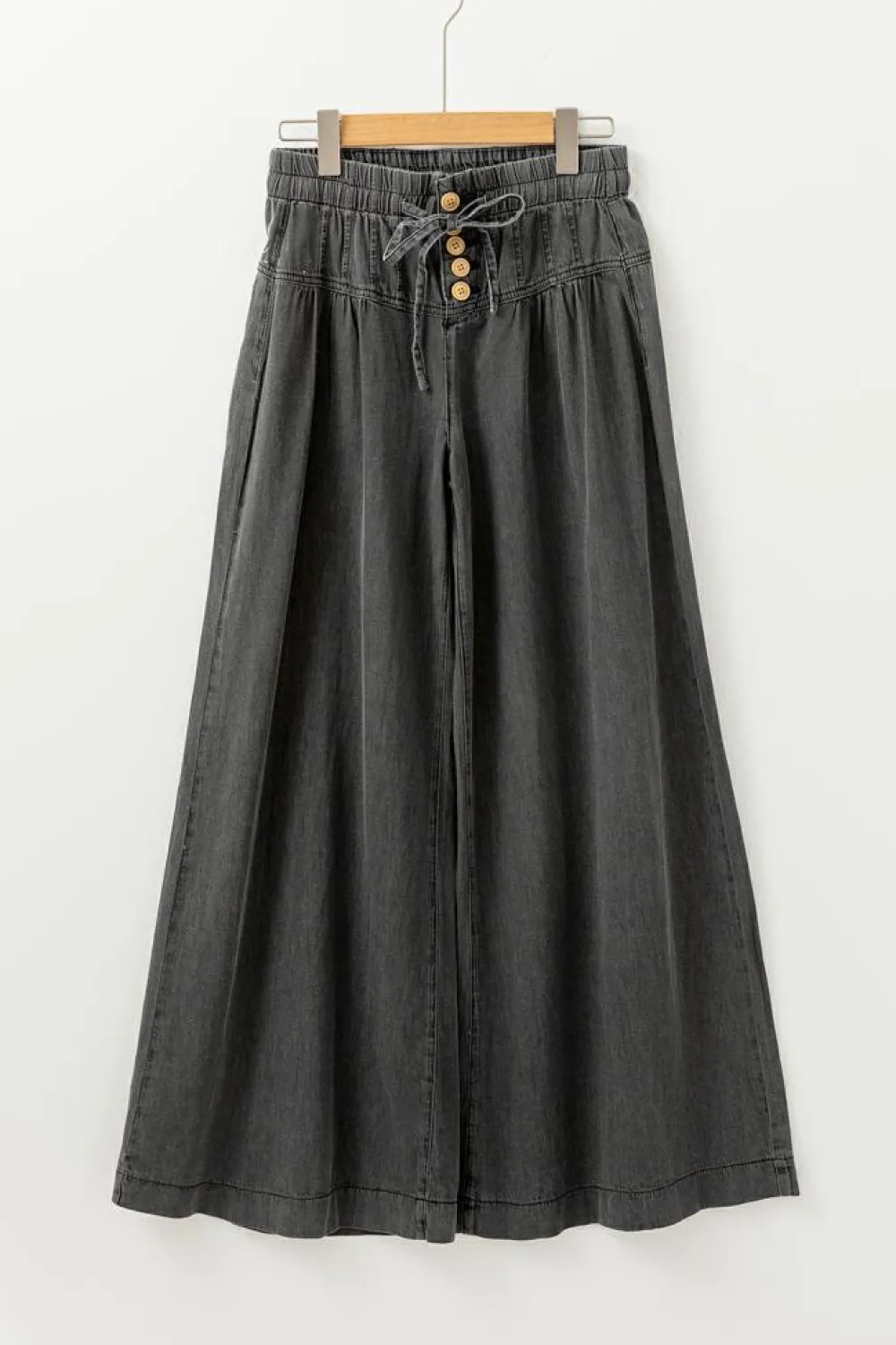 Sale Dear-Lover Mineral Wash Button Fly Waist Wide Leg Jeans Carbon Grey