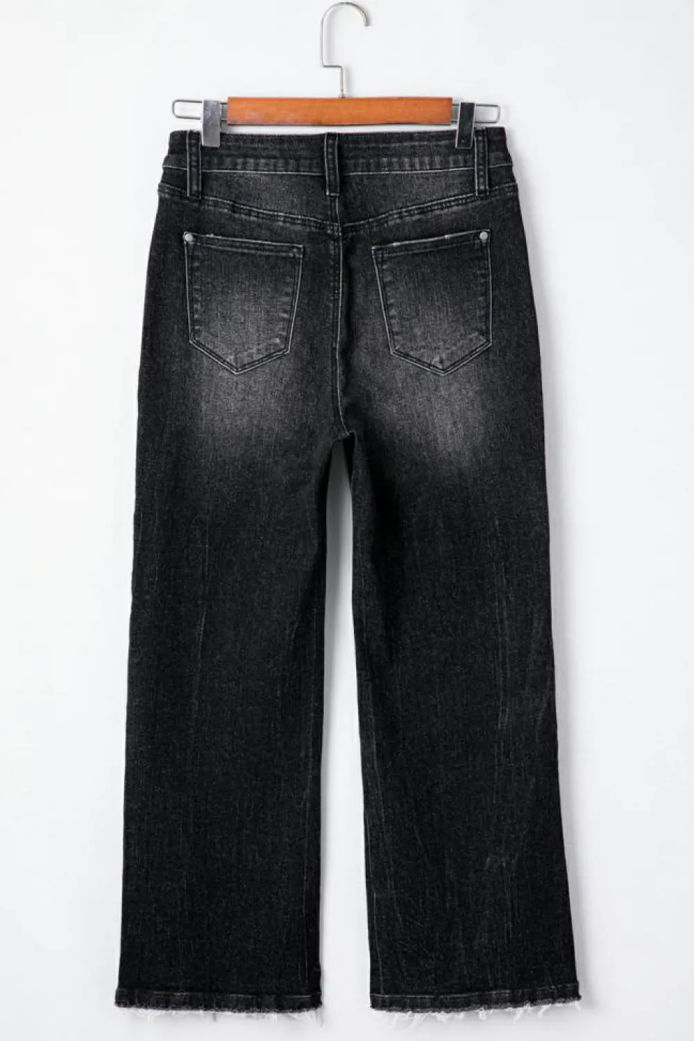 Clearance Dear-Lover Mineral Wash Raw Hem High Waist Flared Jeans Carbon Grey