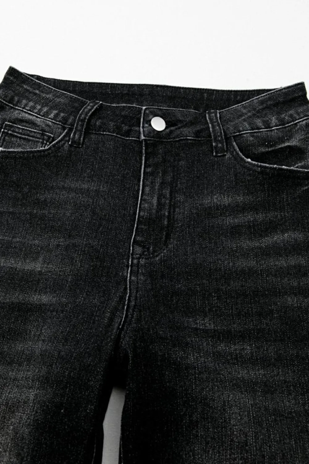 Clearance Dear-Lover Mineral Wash Raw Hem High Waist Flared Jeans Carbon Grey