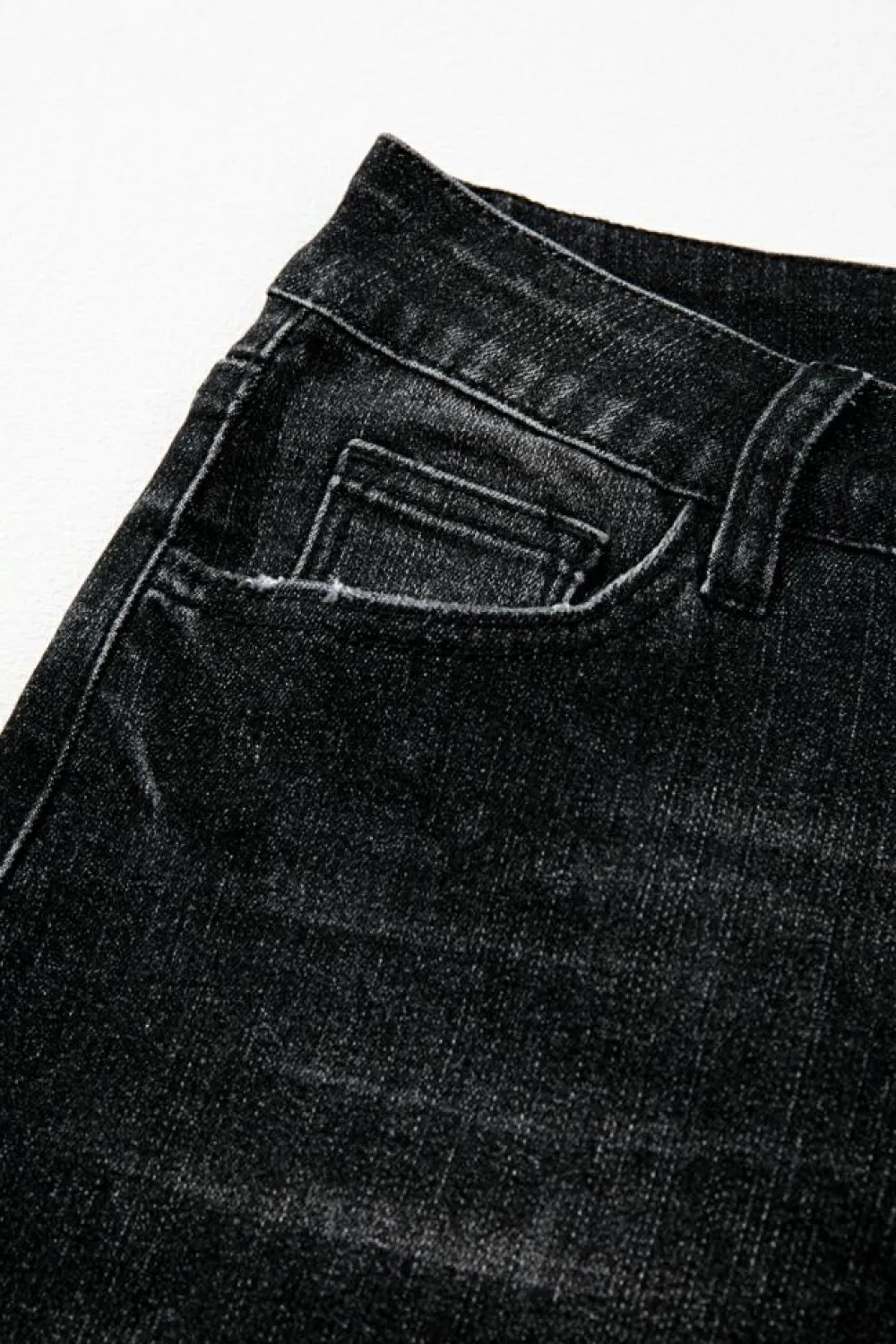 Clearance Dear-Lover Mineral Wash Raw Hem High Waist Flared Jeans Carbon Grey