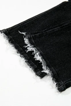 Clearance Dear-Lover Mineral Wash Raw Hem High Waist Flared Jeans Carbon Grey