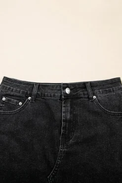 New Dear-Lover Mineral Wash Ripped Raw Hem Denim Mini Skirt Carbon Grey