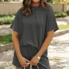 New Dear-Lover Ribbed Textured Knit Loose Fit Tee and Shorts Set Carbon Grey