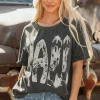 New Dear-Lover Vintage Yall Cowboy Boots Graphic Tee Carbon Grey