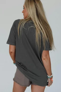 New Dear-Lover Vintage Yall Cowboy Boots Graphic Tee Carbon Grey