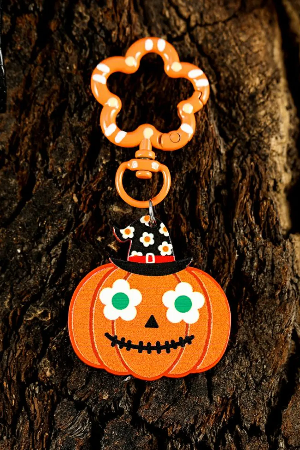 Fashion Dear-Lover Acrylic Witch Pumpkin Face Halloween Keychain Carrot