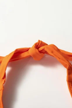 Online Dear-Lover 3pcs Tropical Contrast Trim Halter Bikini Set with Cover up Carrot