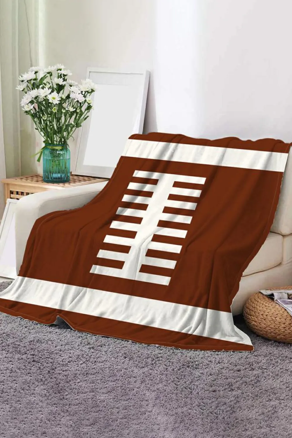 New Dear-Lover Ball Game Fashion Fleece Blanket Chestnut