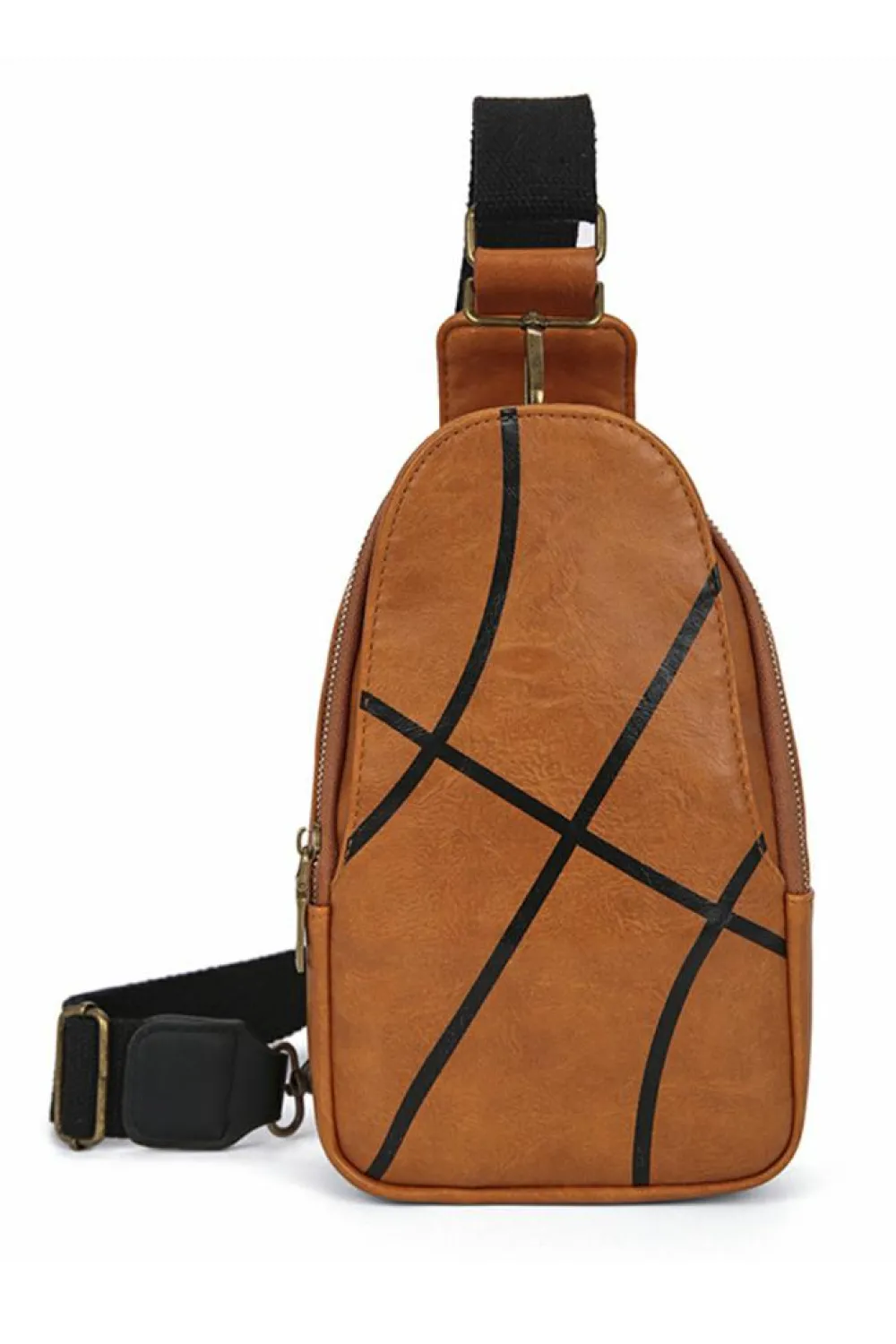 Fashion Dear-Lover Balls Pattern PU Leather Zipped Sling Bag Chestnut