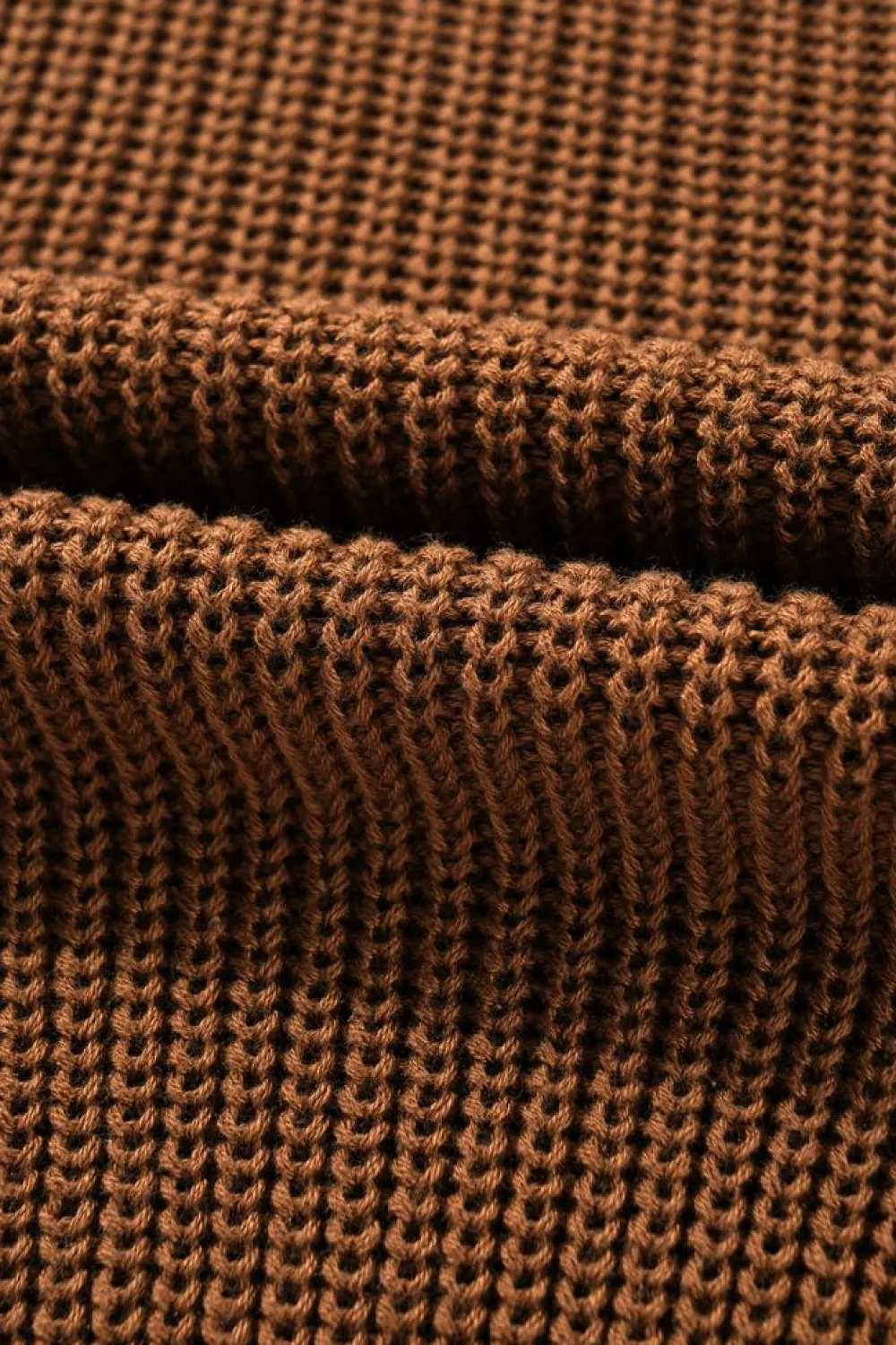 Clearance Dear-Lover Beaded Drop Shoulder Round Neck Sweater Chestnut