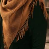 Hot Dear-Lover Bohemian Fringe Trim Textured Scarf Chestnut