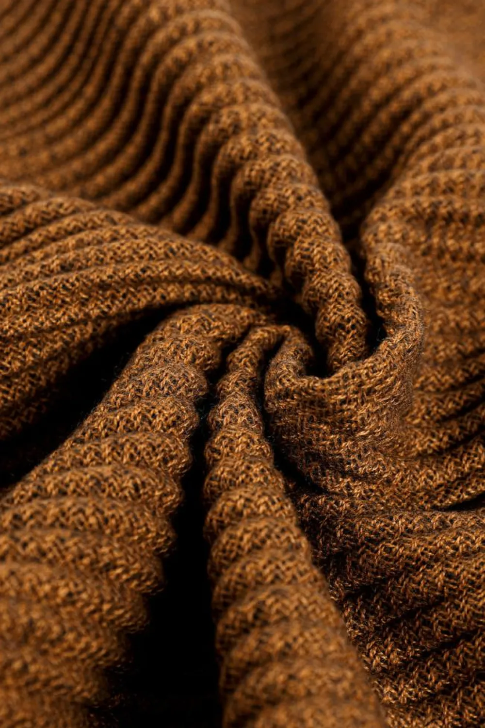 Hot Dear-Lover Bohemian Fringe Trim Textured Scarf Chestnut