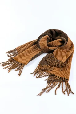 Hot Dear-Lover Bohemian Fringe Trim Textured Scarf Chestnut