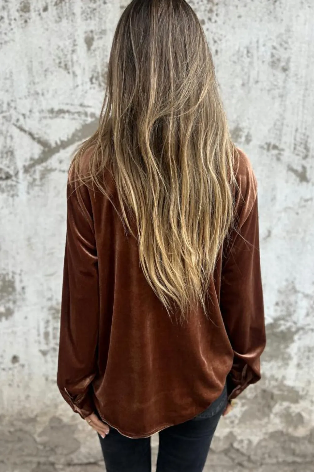 New Dear-Lover Chest Pocket Velvet Shirt Chestnut