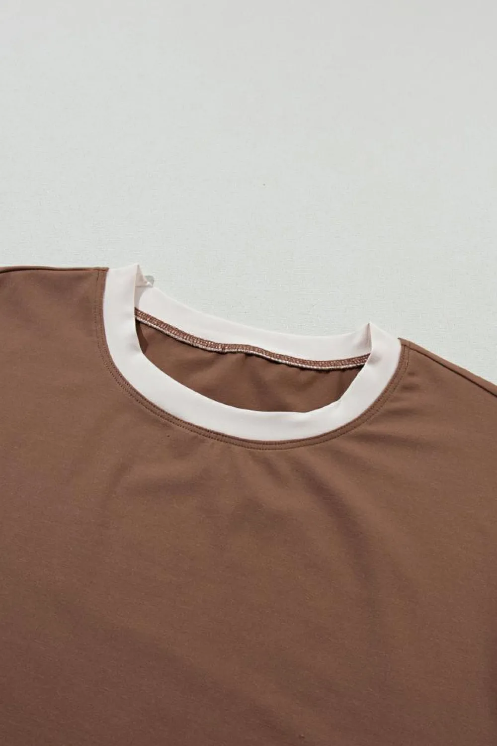 Hot Dear-Lover Color Block Detail Casual Two-piece Outfit Chestnut