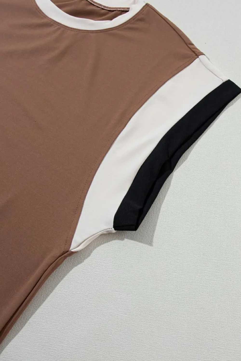 Hot Dear-Lover Color Block Detail Casual Two-piece Outfit Chestnut