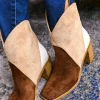 Clearance Dear-Lover Colorblock Suede Heeled Ankle Booties Chestnut
