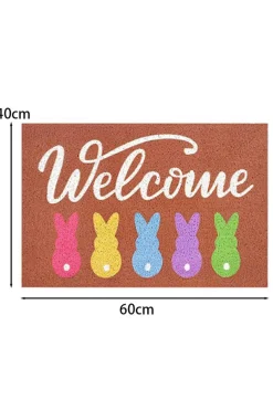 Fashion Dear-Lover Colorful Bunny Printed Entrance Mat Chestnut