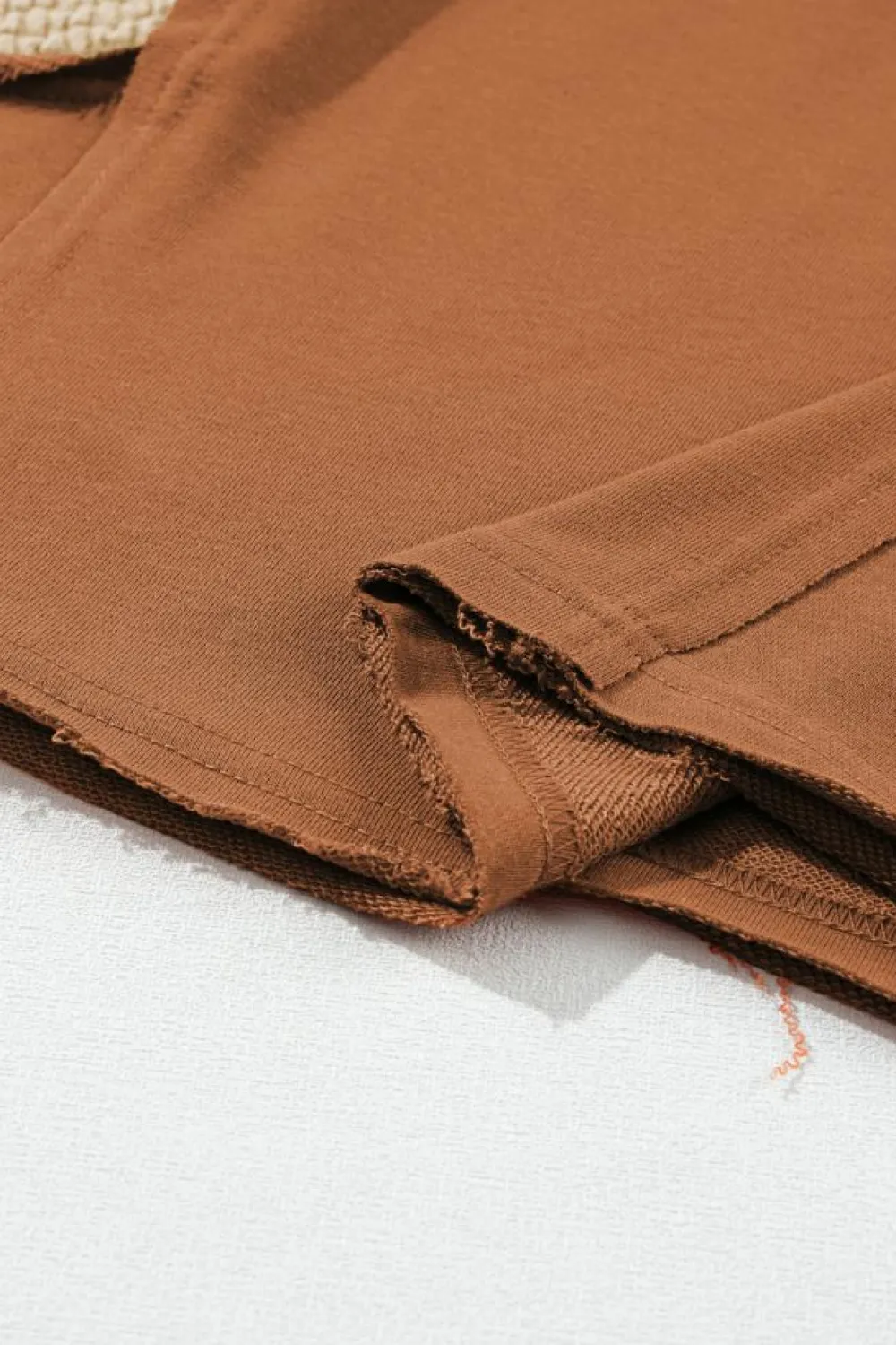 Fashion Dear-Lover Contrast Sleeves Patchwork Colorblock Hoodie Chestnut