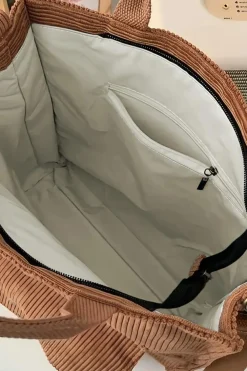 Hot Dear-Lover Detachable Shoulder Strap Large Corduroy Bag Chestnut
