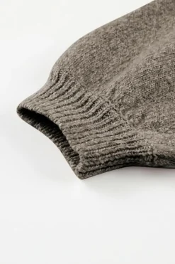 Clearance Dear-Lover Eyelet Pattern Detail V Neck Drop Shoulder Sweater Chestnut