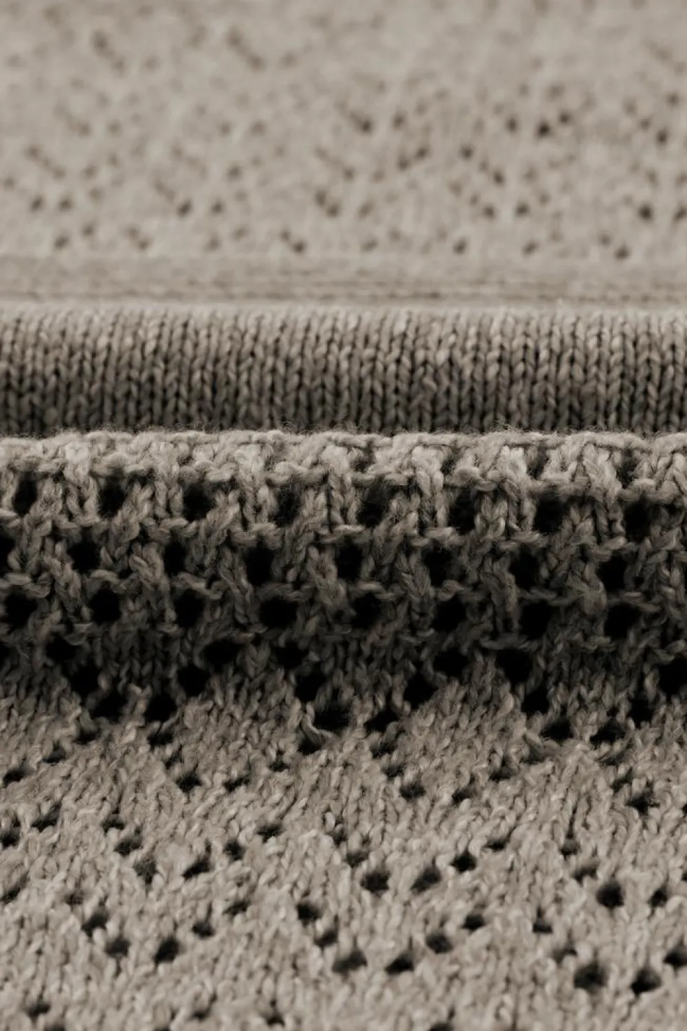 Clearance Dear-Lover Eyelet Pattern Detail V Neck Drop Shoulder Sweater Chestnut