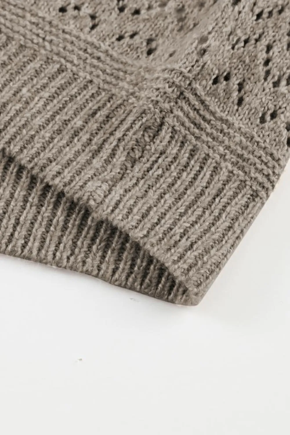 Clearance Dear-Lover Eyelet Pattern Detail V Neck Drop Shoulder Sweater Chestnut