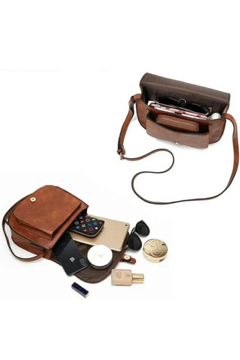 Best Dear-Lover Flapped Magnetic Buckle PU Leather Shoulder Bag Chestnut