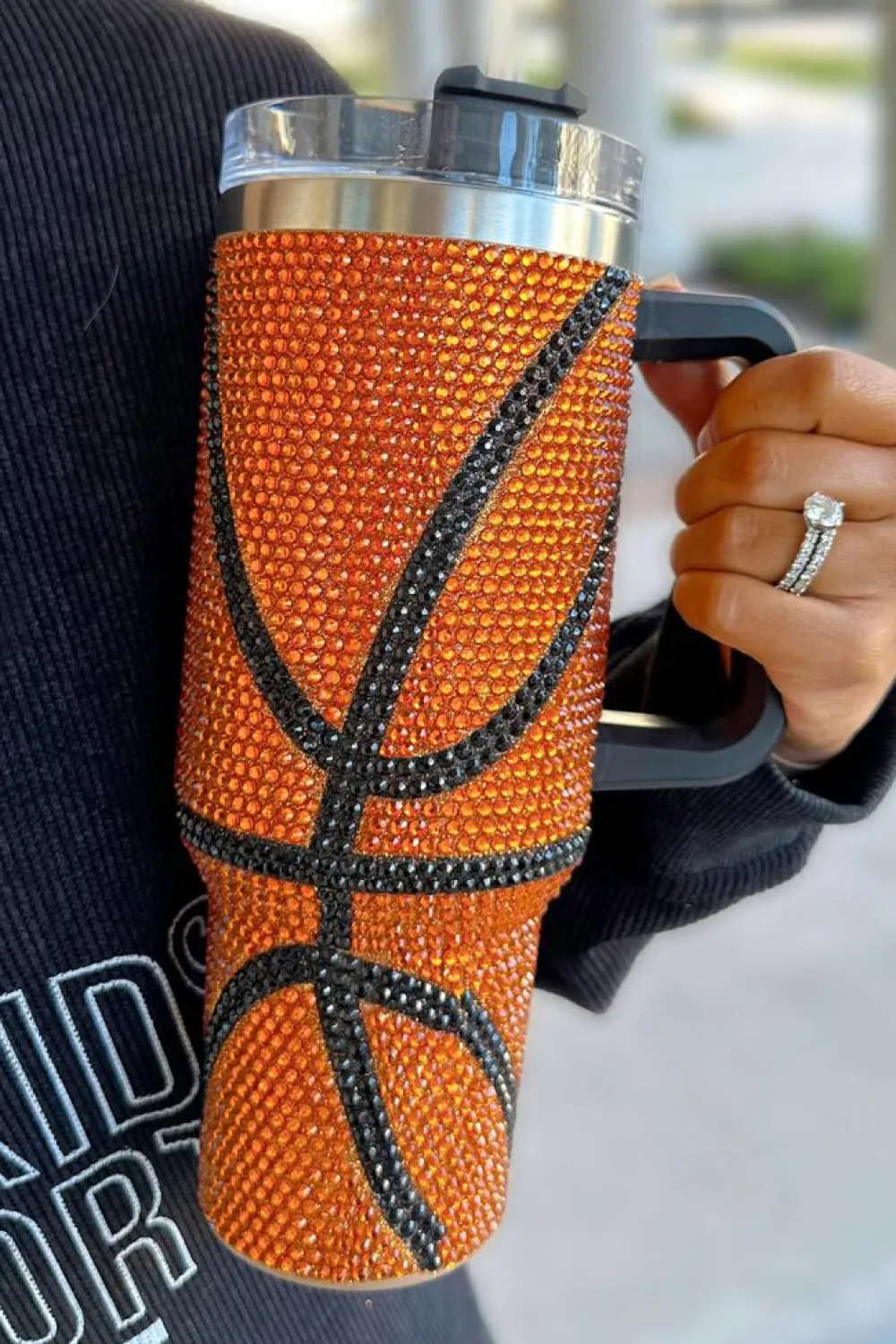 Clearance Dear-Lover Game Day Basketball Rhinestone Studded 40 Oz Tumbler Chestnut