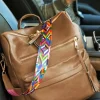 Hot Dear-Lover Geometric Crochet Strap PU Leather Large Backpack Chestnut