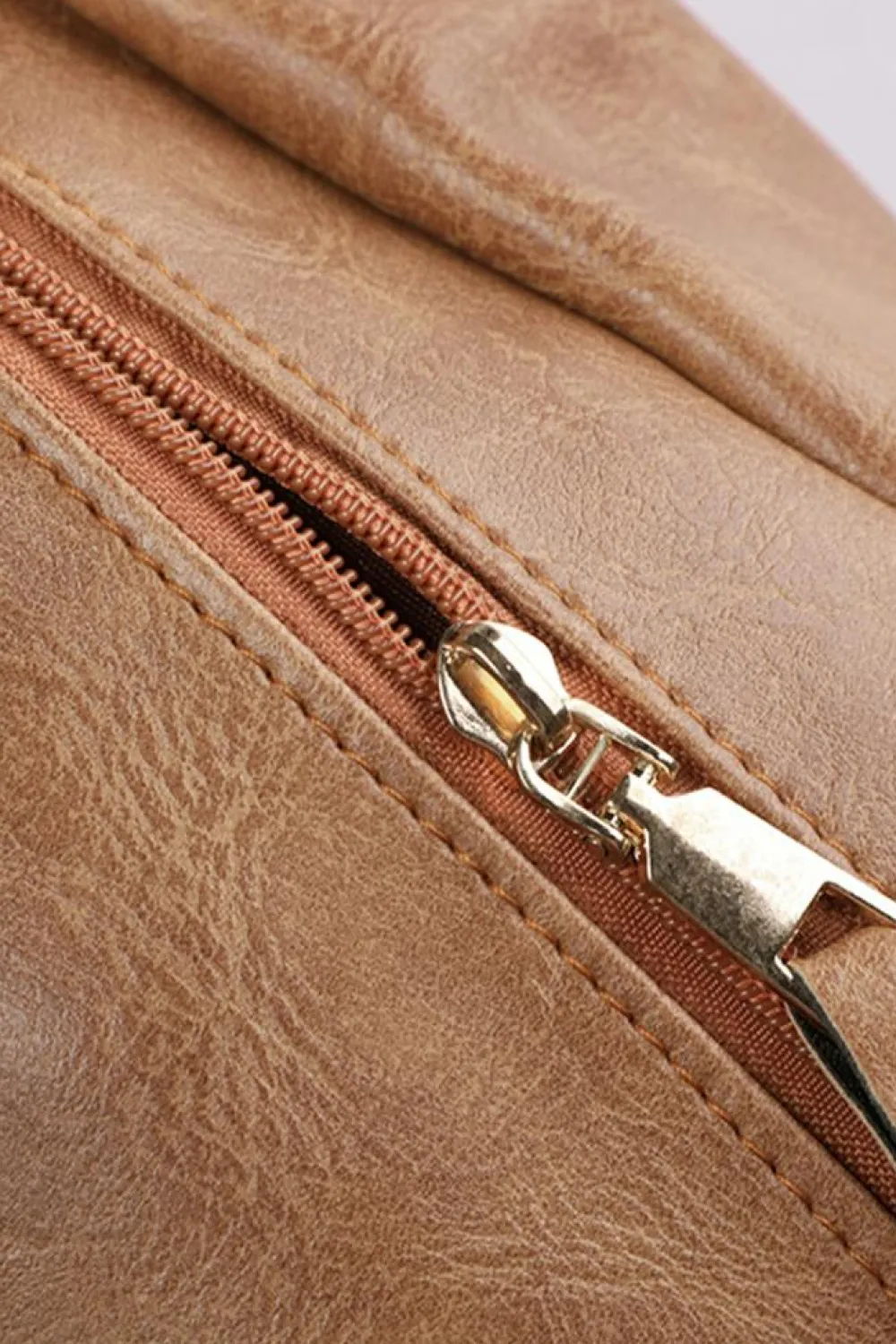 Hot Dear-Lover Geometric Crochet Strap PU Leather Large Backpack Chestnut