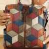 Clearance Dear-Lover Geometric Soft PU Leather Large Convertible Backpack Chestnut