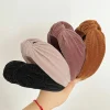 Fashion Dear-Lover Knotted Ribbed Wide Headband Chestnut