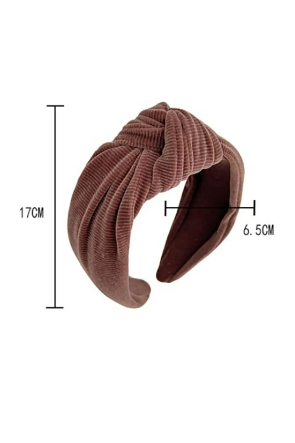 Fashion Dear-Lover Knotted Ribbed Wide Headband Chestnut