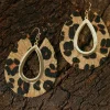 Hot Dear-Lover Leopard Print Hollow Out Drop Earrings Chestnut