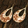 Outlet Dear-Lover Leopard Print Hollowed Waterdrop Shape Hook Earrings Chestnut