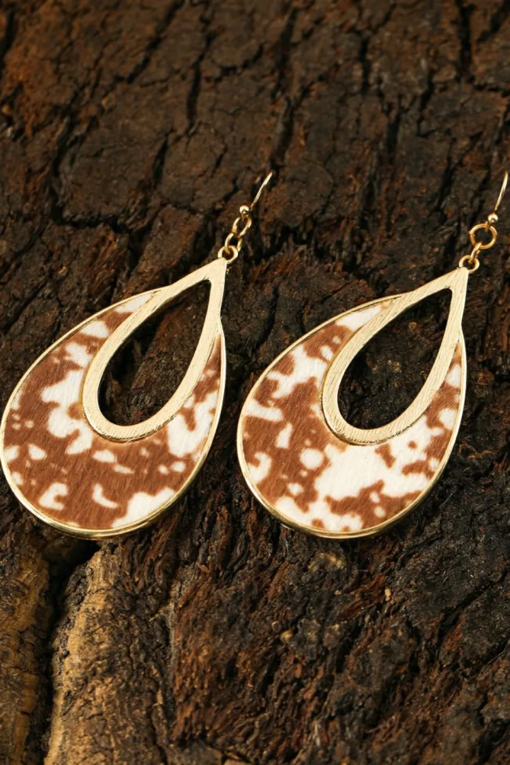 Outlet Dear-Lover Leopard Print Hollowed Waterdrop Shape Hook Earrings Chestnut