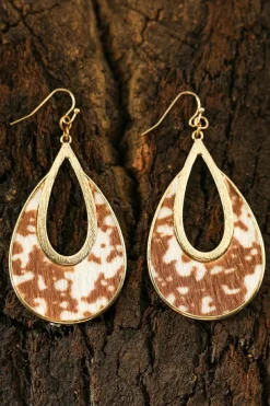Outlet Dear-Lover Leopard Print Hollowed Waterdrop Shape Hook Earrings Chestnut