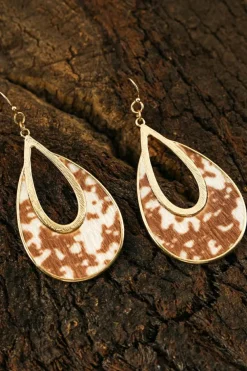 Outlet Dear-Lover Leopard Print Hollowed Waterdrop Shape Hook Earrings Chestnut
