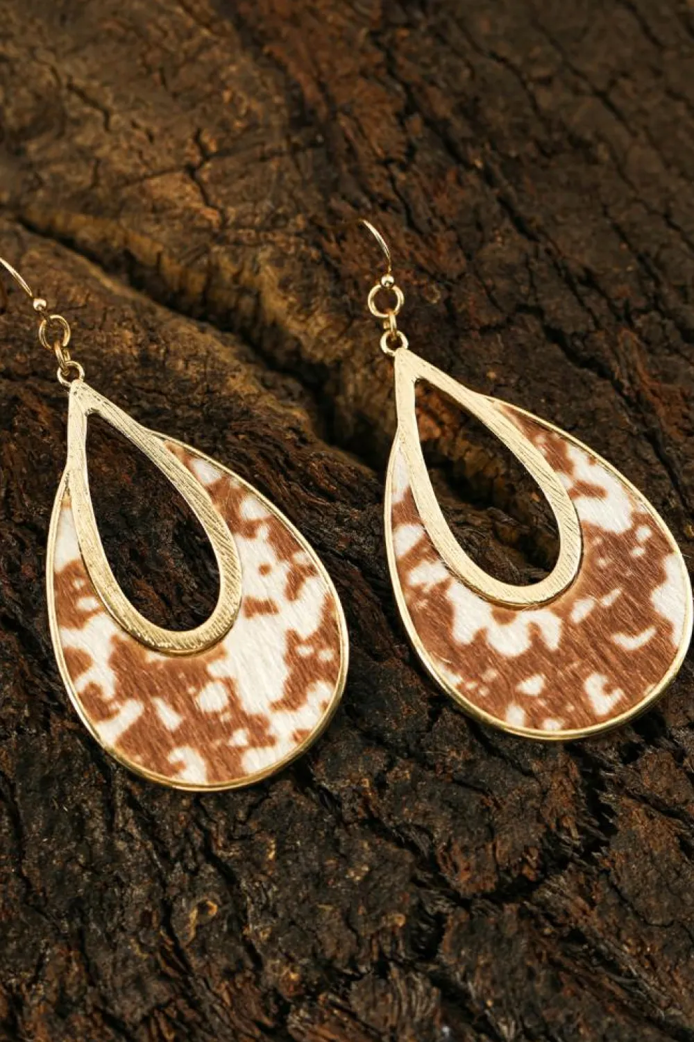 Outlet Dear-Lover Leopard Print Hollowed Waterdrop Shape Hook Earrings Chestnut