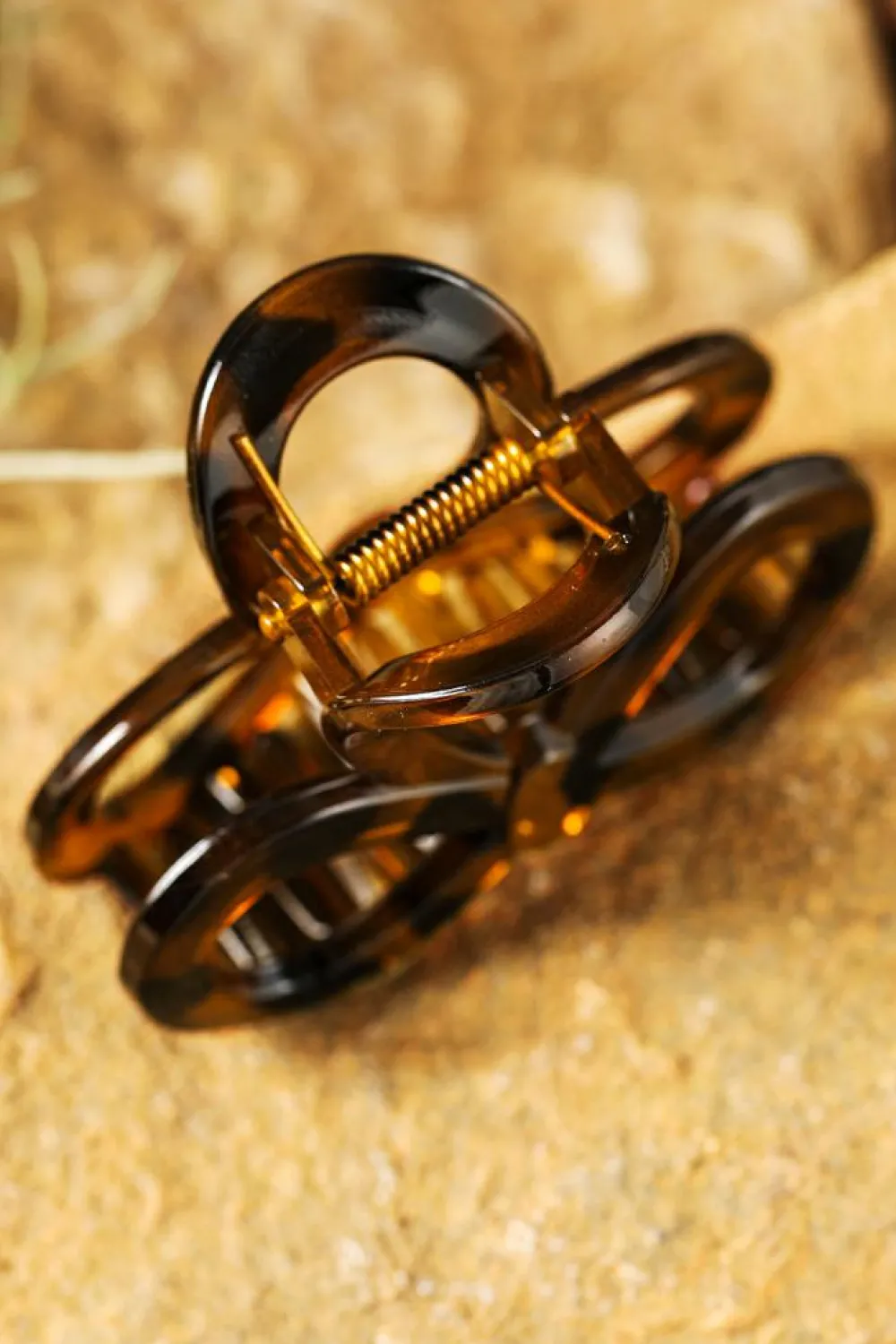 Best Dear-Lover Leopard Print Hollow Out Hair Claw Clip Chestnut