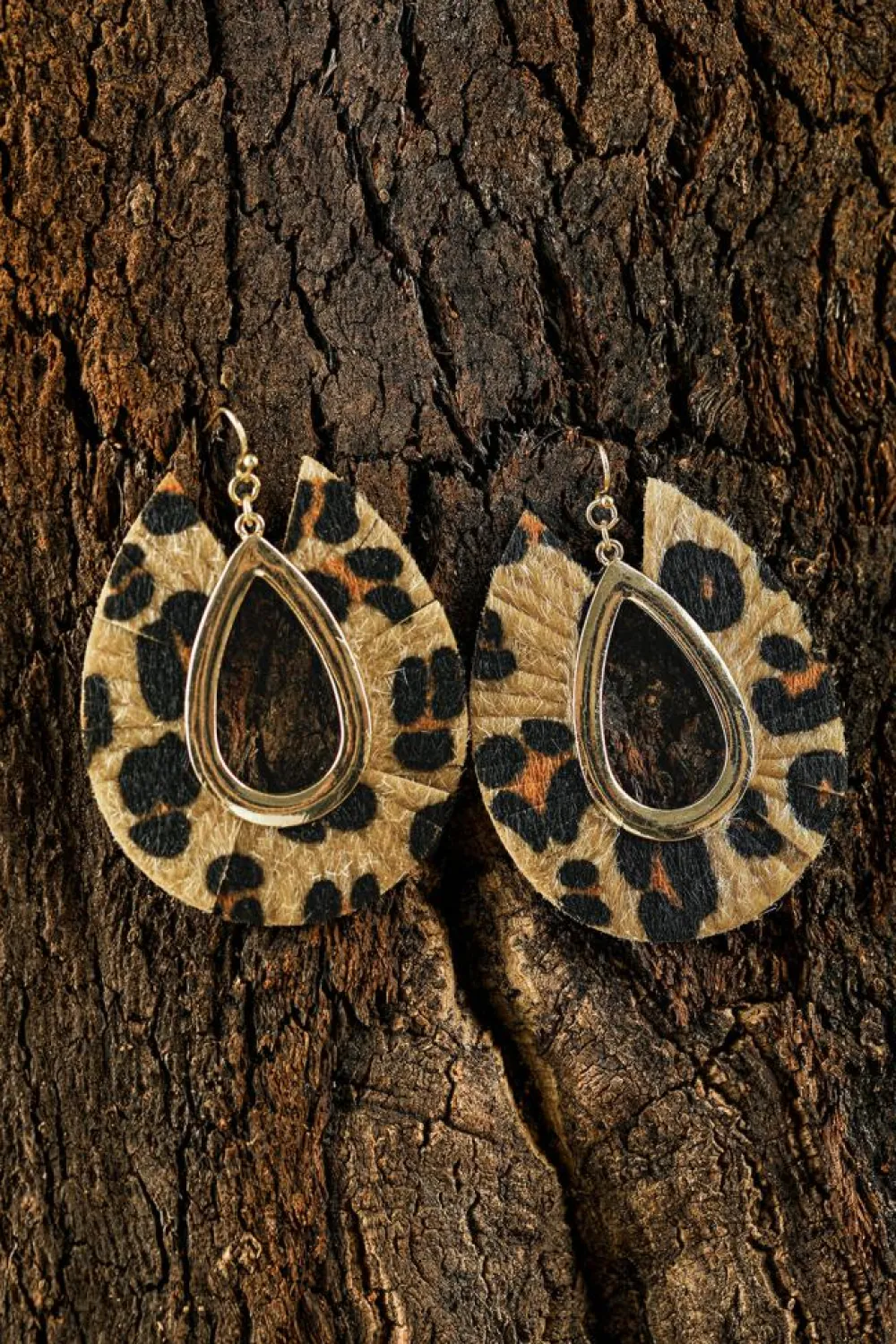 Hot Dear-Lover Leopard Print Hollow Out Drop Earrings Chestnut