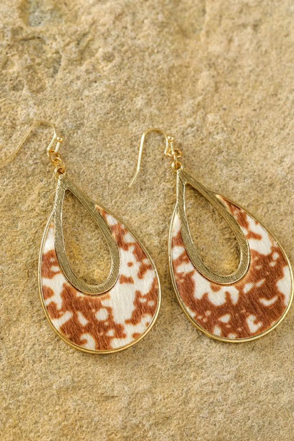 Outlet Dear-Lover Leopard Print Hollowed Waterdrop Shape Hook Earrings Chestnut
