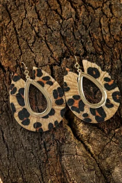 Hot Dear-Lover Leopard Print Hollow Out Drop Earrings Chestnut