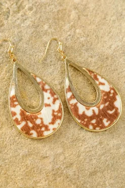 Outlet Dear-Lover Leopard Print Hollowed Waterdrop Shape Hook Earrings Chestnut