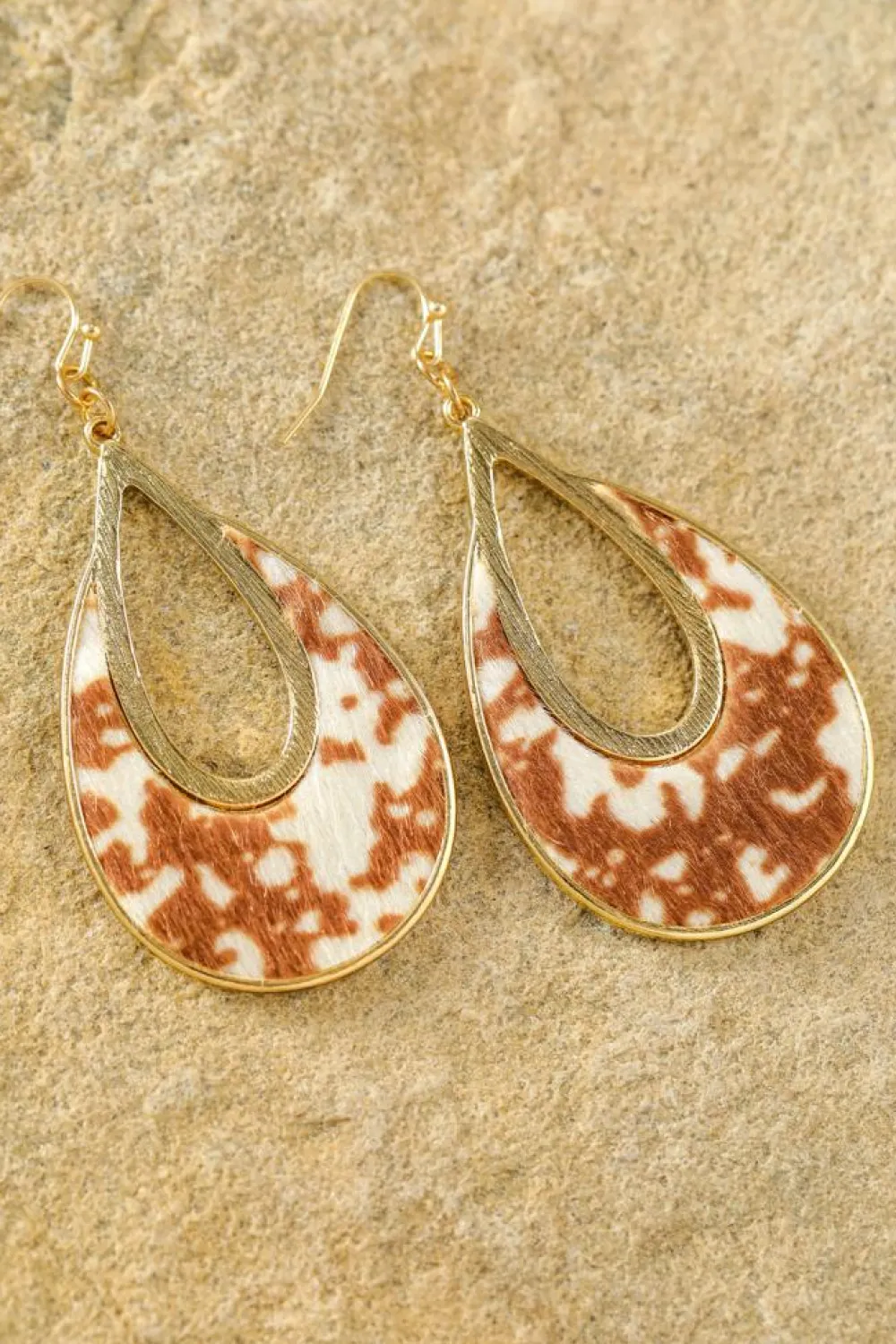 Outlet Dear-Lover Leopard Print Hollowed Waterdrop Shape Hook Earrings Chestnut