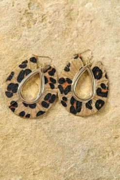 Hot Dear-Lover Leopard Print Hollow Out Drop Earrings Chestnut