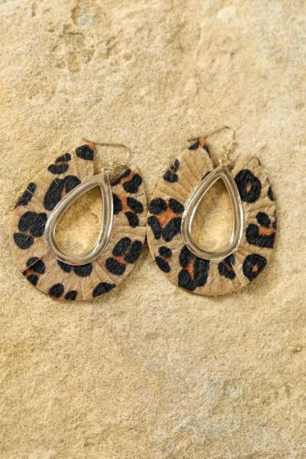 Hot Dear-Lover Leopard Print Hollow Out Drop Earrings Chestnut