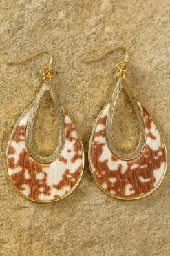 Outlet Dear-Lover Leopard Print Hollowed Waterdrop Shape Hook Earrings Chestnut